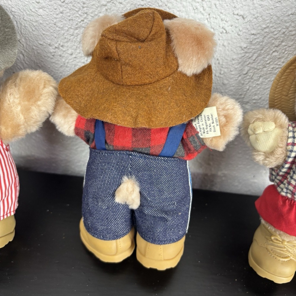 Vintage 1986 Wendys Furskins 7" Teddy Bear Plush Set Of 3 Bears Xavier Roberts - Picture 8 of 12